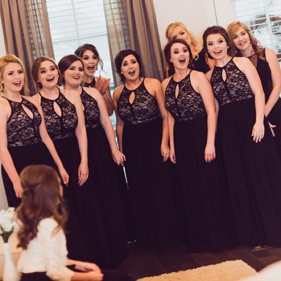 david's bridal black lace dress